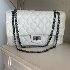 Ainifeel Quilted White Leather bag